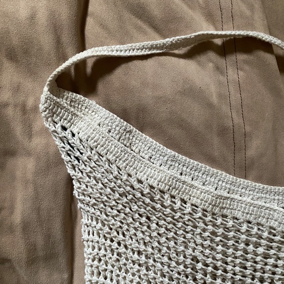 DKNY Beige Mesh 100% Cotton Crochet Tote Bag - Picture 3 of 7